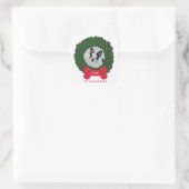 Funny Dog Lover Weihnachtskranz mit Hund-Foto Quadratischer Aufkleber (Tasche)