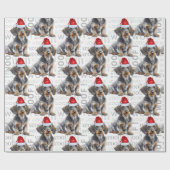 Funny Dog Lover Wirehair Dachshund in a Santa Hat Geschenkpapier (Flach)