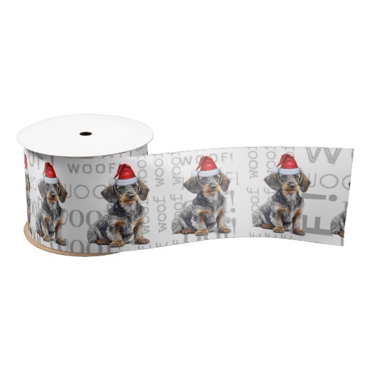 Funny Dog Lover Wirehaired Dachshund Santa Satinband (Spule)