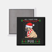 Funny Dog Lovers Cute Pug Santa Hat Ugly Christmas Magnet (Vorderseite/Rückseite)