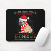 Funny Dog Lovers Cute Pug Santa Hat Ugly Christmas Mousepad (Mit Mouse)
