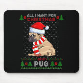 Funny Dog Lovers Cute Pug Santa Hat Ugly Christmas Mousepad (Vorne)