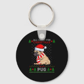 Funny Dog Lovers Cute Pug Santa Hat Ugly Christmas Schlüsselanhänger (Vorderseite)