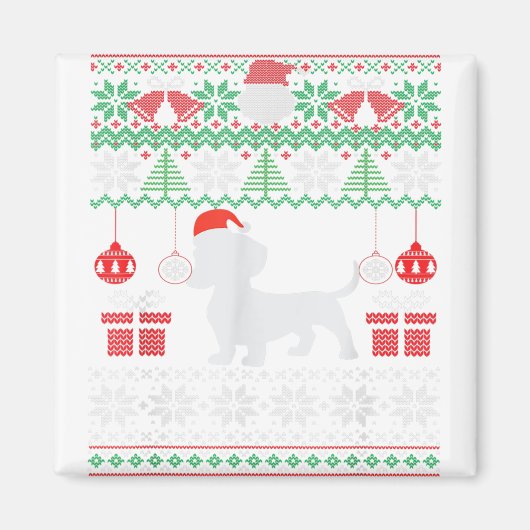 Funny Dog lovers Dachshund Santa Hat Ugly Christma Magnet (Vorne)