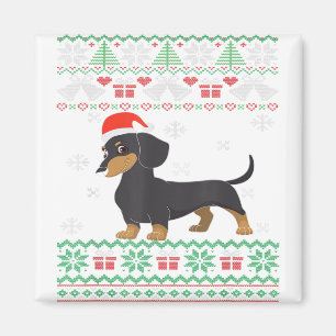 Funny Dog lovers Dachshund Santa Hat Ugly Christma Magnet