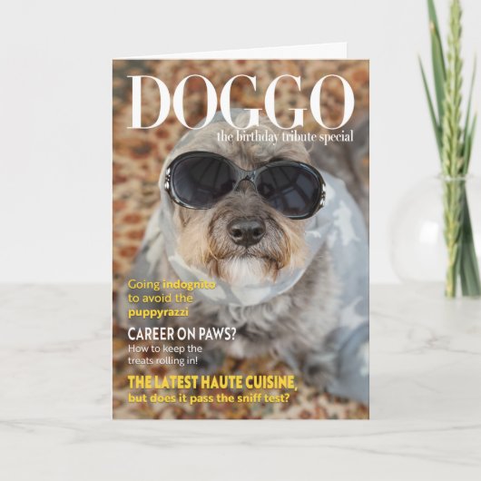 Funny Dog Magazine Style Geburtstag Karte (Vorderseite)