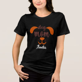 Funny Dog Mama Benutzerdefinierter Skriptname Tri-Blend Shirt