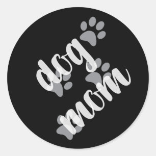 Funny Dog Mama mit Dog Paw Prints Runder Aufkleber