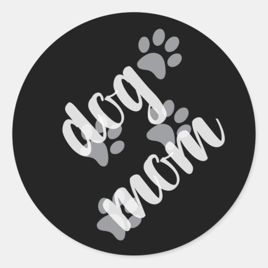 Funny Dog Mama mit Dog Paw Prints Runder Aufkleber (Vorderseite)