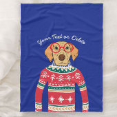 Funny Dog mit Brille, Ugly Christmas Sweater Fleecedecke