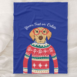 Funny Dog mit Brille, Ugly Christmas Sweater Fleecedecke