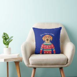 Funny Dog mit Brille, Ugly Christmas Sweater Kissen