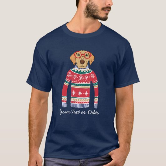 Funny Dog mit Brille, Ugly Christmas Sweater T-Shirt (Vorderseite)