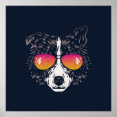 Funny Dog | Mit Sonnenbrille Mauer drucken Poster (Vorne)