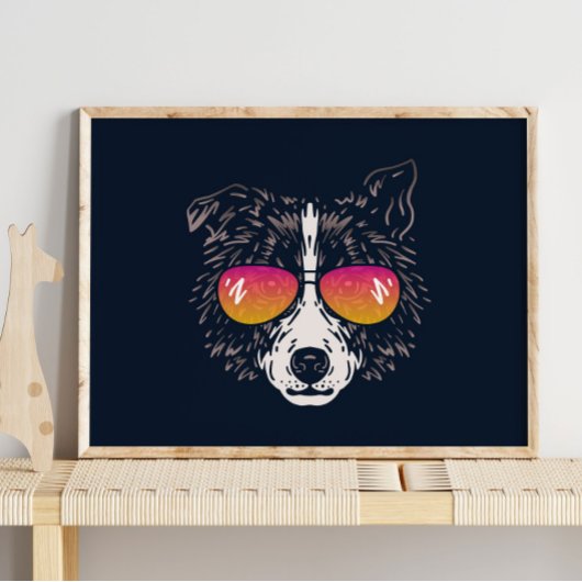 Funny Dog | Mit Sonnenbrille Mauer drucken Poster