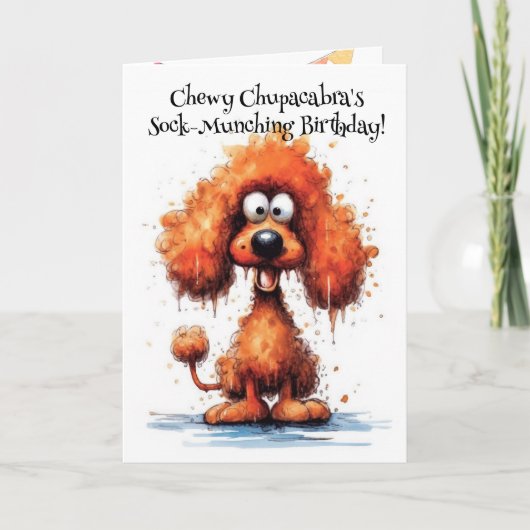 Funny Dog Monster: Chewy Chupacabra Geburtstag Dankeskarte (Vorderseite)
