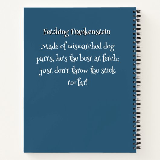 Funny Dog Monster: Frankenstein holt Notizblock (Rückseite)