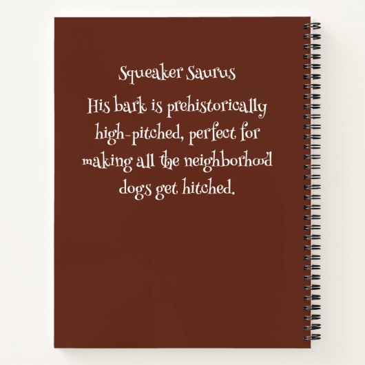 Funny Dog Monster: Squeaker Saurus Notizblock (Rückseite)