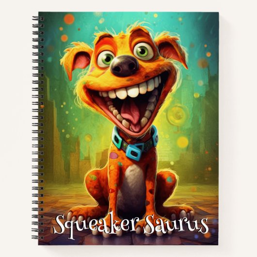 Funny Dog Monster: Squeaker Saurus Notizblock (Vorderseite)