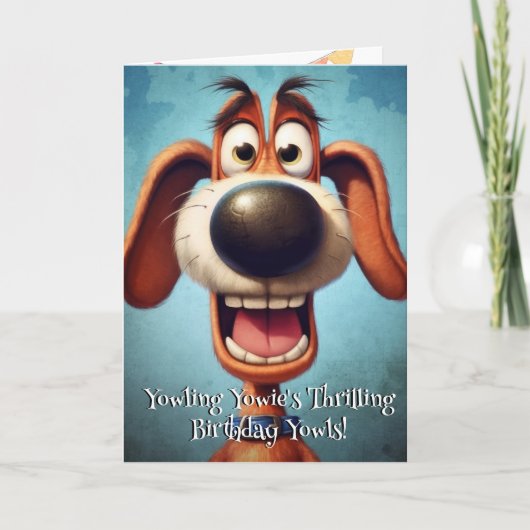 Funny Dog Monster: Yowling Yowie Birthday Dankeskarte (Vorderseite)