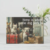 Funny Dog Moving New Address Ankündigung (Stehend Vorderseite)