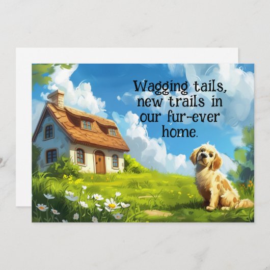 Funny Dog Neue Zuhause Moving Ankündigung (Vorne/Hinten)