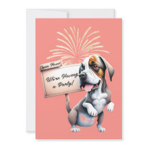 Funny Dog New Year's Open House Party Einladung