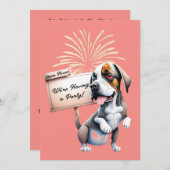 Funny Dog New Year's Open House Party Einladung (Vorne/Hinten)