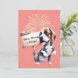 Funny Dog New Year's Open House Party Einladung