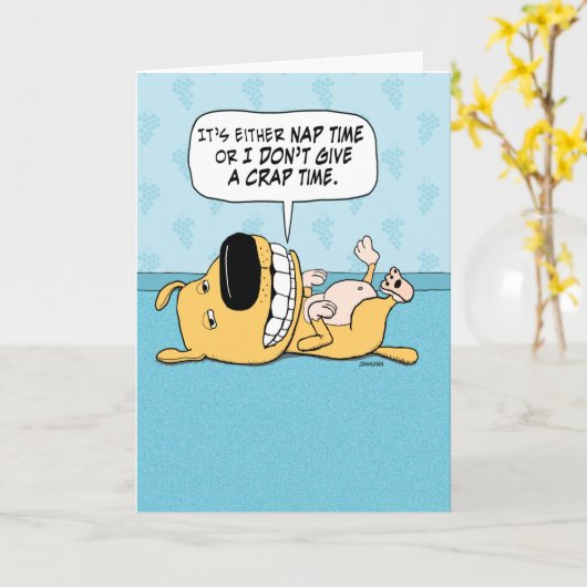 Funny Dog Nickerchen oder Gib keine Crap Birthday Karte (Gelbe Blume)