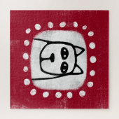 Funny Dog On Red Jigsaw Puzzle (Horizontal)