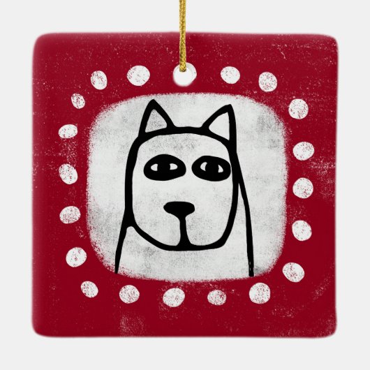 Funny Dog on Red Ornament (Rückseite)
