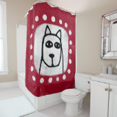Funny Dog on Red Shower Vorhang (Beispiel)