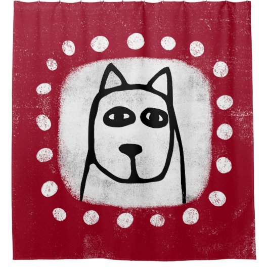 Funny Dog on Red Shower Vorhang (Vorderseite)