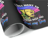 Funny Dog Owner Beer Drinker Geschenkpapier (Rolleneckpunkt)