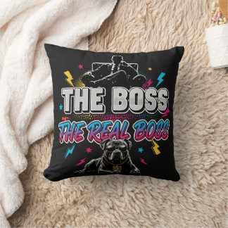 Funny Dog Owner "The Real Boss" Pitbull Design Kissen
