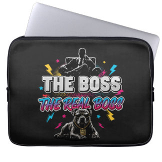 Funny Dog Owner "The Real Boss" Pitbull Design Laptopschutzhülle