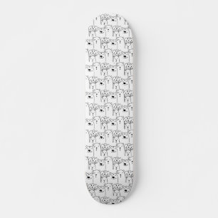 Funny Dog Pack Cartoon Black and White Skateboard
