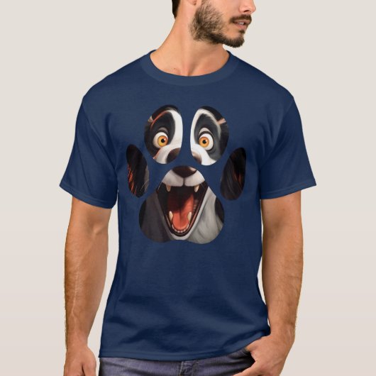 Funny Dog Paw Face T-Shirt (Vorderseite)