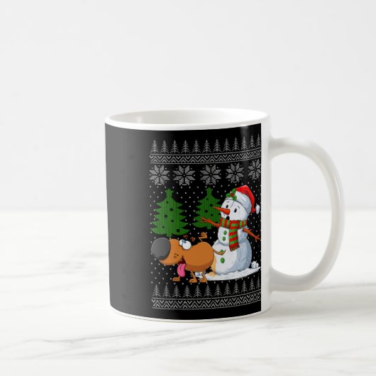 Funny Dog Pech On Snowman Ugly Weihnachtskraut X Kaffeetasse (Rechts)