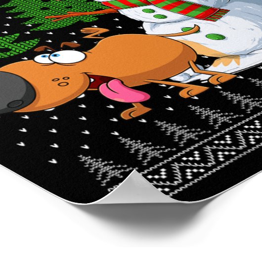 Funny Dog Pech On Snowman Ugly Weihnachtskraut X Poster (Ecke)