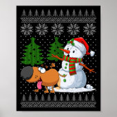 Funny Dog Pech On Snowman Ugly Weihnachtskraut X Poster (Vorne)