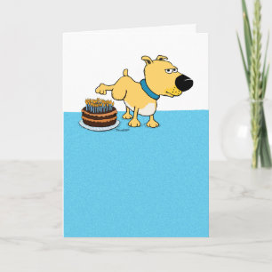 Funny Dog Peeing on Cake Birthday Karte