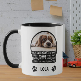 Funny Dog Pet Foto Schwarz und Weiß beobachten Sie Tasse