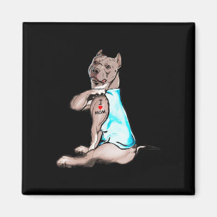 Funny Dog Pitbull I Liebe Mama Tattoo Dog Liebhabe Magnet