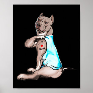 Funny Dog Pitbull I Liebe Mama Tattoo Dog Liebhabe Poster