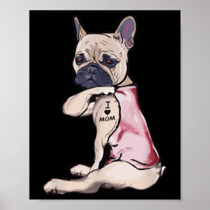 Funny Dog Pitbull I Liebe Mama Tattoo Geschenk Mam Poster