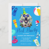 Funny Dog Pool Party Geburtstag Einladung (Vorderseite)