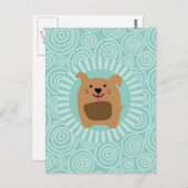Funny Dog Postcard - Niedlich Puppy Turquoise Postkarte (Vorne/Hinten)