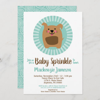 Funny Dog Puppy Baby Sprinkle Einladung neutral
